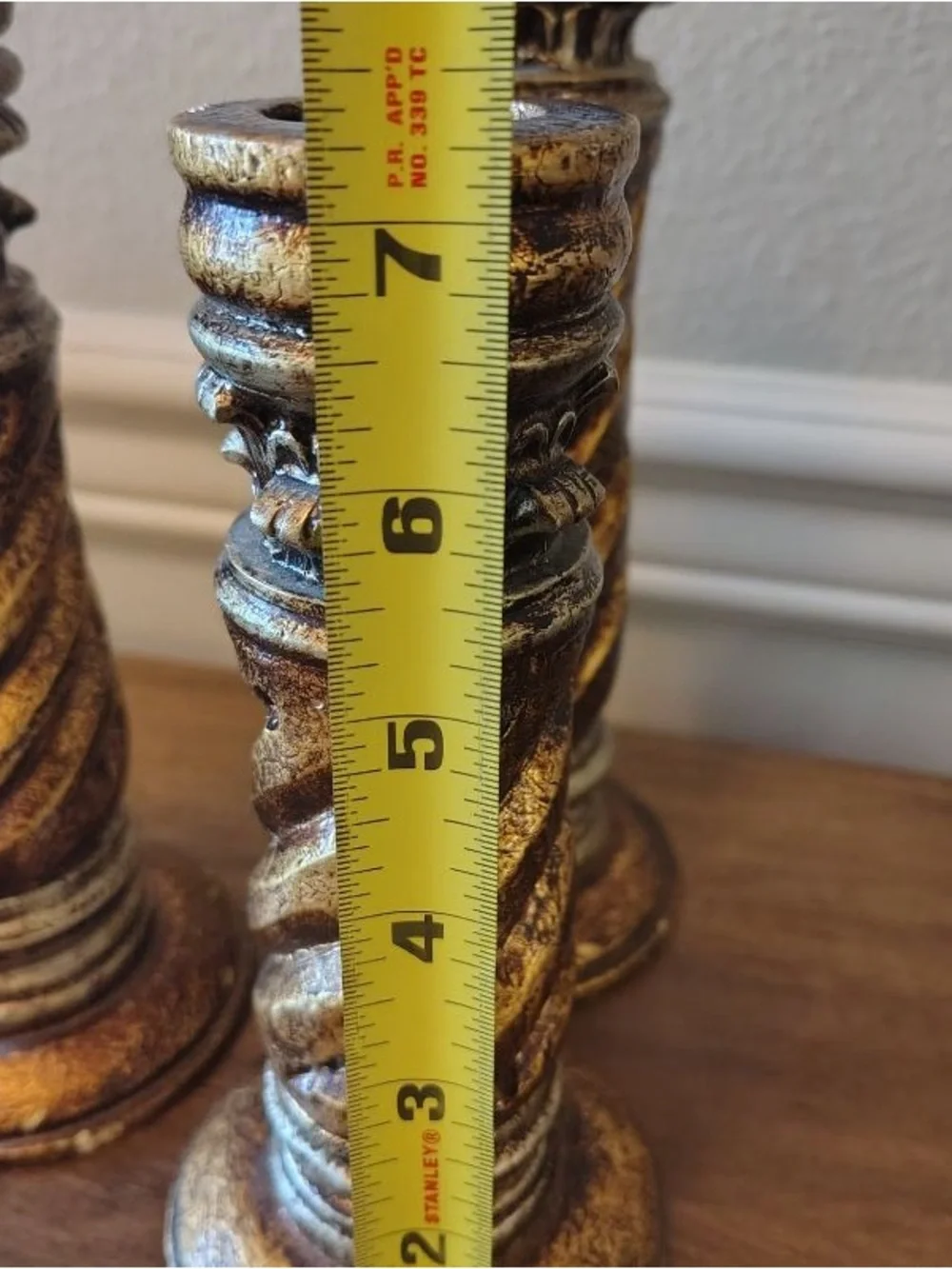 Vtg Neoclassical Gold Twisted Pillar Candlestick Holders Set 3 Hollywood Regency